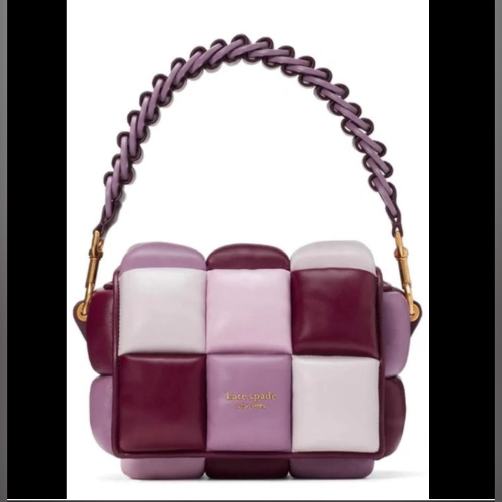Kate Spade New York Boxxy 3D ColorBlock Leather Crossbody Purple  Bag